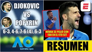 Novak Djokovic vs Alexei Popyrin  RESUMEN HIGHLIGHTS 2da Ronda  Australian Open 2024 [upl. by Boehmer]