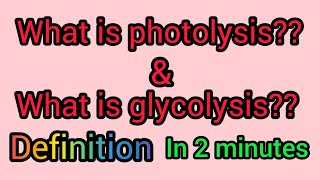 what is photolysis amp glycolysisglycolysisphotolysisclass10thbiologybiologyshortanswerscincemt [upl. by Nnyw]