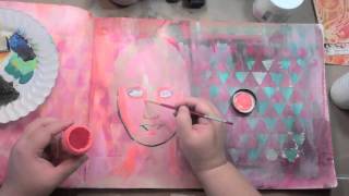 Art Journaling Fast Forward Ava Face Stencil [upl. by Amarillas]