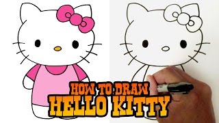 How to Draw Hello Kitty  Step by Step Video [upl. by Agnesse]