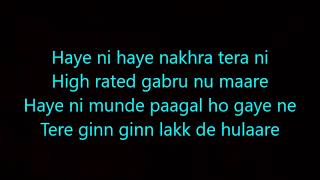 high rated gabru lyrics nawabzaade [upl. by Firooc474]