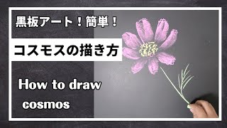 ASMR黒板アート、コスモスの描き方 ！チョークアート、秋の９月デザインアイデア！Asami ！ how to draw cosmos [upl. by Bork809]