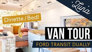 VAN TOUR  Ford Transit with Dinette Bed  Custom Van Build Conversion [upl. by Ocinom829]