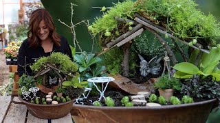 Shade Fairy Garden w DIY Living Moss Roof 🧚🌿💚  Garden Answer [upl. by Suoiluj174]