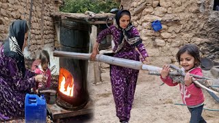 From the cold of winter to the warmth of the house installation of a heater by a nomadic woman [upl. by Trainer]