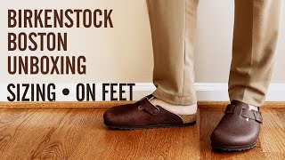 Unboxing  Birkenstock Boston With Natural Horween Leather Quality Sizing amp On Feet Look [upl. by Zendah]