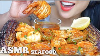 ASMR SEAFOOD BOIL PLATTER  PURPLE CORN EATING SOUNDS NO TALKING  SASASMR [upl. by Klenk65]