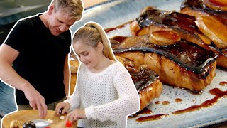 Gordon Ramsay Cooks Teriyaki Salmon With His Daughter [upl. by Ahsatsan]