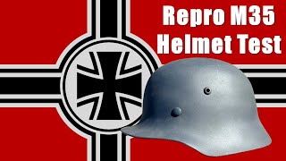 Helmet Ballistic Test WW2 German REPRO M35 Stahlhelm [upl. by Nerraj]