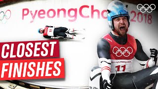 Top 5 Closest luge finishes at the Olympics [upl. by Bette-Ann]