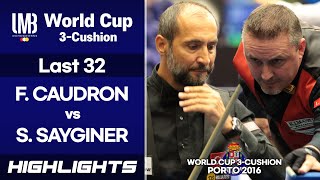 Porto World Cup 3Cushion 2016 Last 32  Semih SAYGINER TUR vs Frederic CAUDRON BEL HL [upl. by Aimit]