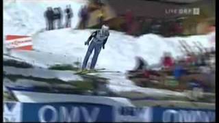 Planica 2009  Simon Ammann 233m Fall [upl. by Ayr87]