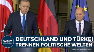 STAATSBESUCH Denkwürdiges Treffen von Kanzler Scholz mit Recep Tayyip Erdoğan  WELT Dokument [upl. by Noirret]