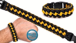 Amazing Cobra Stitched Paracord Bracelet Tutorial Knot DIY [upl. by Ennasil]