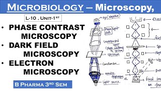 Phase contrast microscopy  Dark field microscopy  Electron microscopy  Microbiology  L10Unit1 [upl. by Danete656]