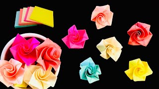 Origami flower  Rose  Sticky note origami Origami easy Paper flower DIY Crafts Room Decorations [upl. by Asyl]