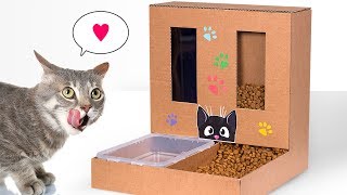 DIY Cat Food Dispenser from Cardboard at Home [upl. by Khoury]