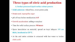 Microbial production of citric acid Fermentation technology [upl. by Thorne]