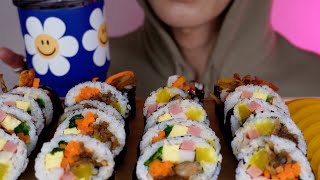 ASMR MUKBANG 돈까스 김밥 떡갈비 김밥 야채 김밥 오징어 짬뽕 컵라면 🫕 먹방  KOREA KIMBABS amp SQUIDFLAVORED RAMEN EATING [upl. by Attenreb]