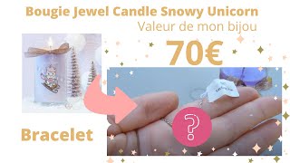 Bougie bijou JewelCandle  Snowy Unicorn Licorne  Allumage et decouverte de mon bijou  bracelet [upl. by Sgninnej971]