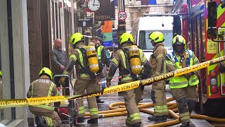 London Fire Brigade on scene of an electrical fire in Mayfair [upl. by Yahiya]