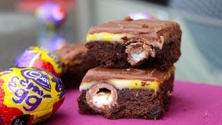 HOW TO MAKE CADBURY CREME EGG BROWNIES [upl. by Ttezzil37]