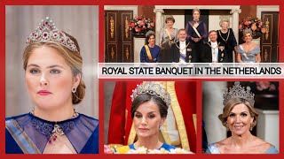 Princess Amalia attended ROYAL BANQUET in the NETHERLANDS in honor of King Felipe and Queen Letizia [upl. by Austine578]