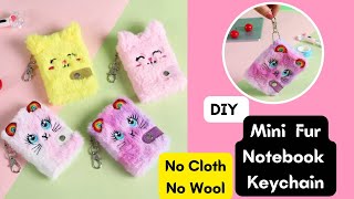 DIY Mini Notebook Keychain  How to make fur notebook keychain at home  DIY Kawaii Keychain [upl. by Anauqed]