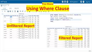 PROC MEANS  7  Filtering a Proc Means Report  Using Where Clause in Proc Means Procedure [upl. by Zuzana520]