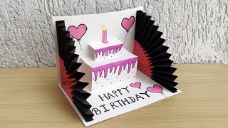 DIY  3 D Birthday Card  PopUp Birthday Card  Special Birthday Card  Easy Cake Card  bday card [upl. by Inez]