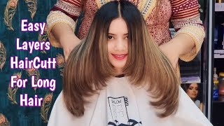 HOW I CUT MY OWN HAIR AT HOME Easiest Long Layers ✂️ [upl. by Emmott]