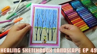 Healing sketchbook tour oil pastel landscape painting ep 49 [upl. by Flanigan]