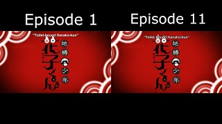 Jibaku Shounen Hanakokun地縛少年花子くん Episode 1 and 11 Opening Comparison [upl. by Warrenne]