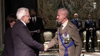 Il Presidente Mattarella consegna le insegne dell’Ordine Militare d’Italia [upl. by Arema900]