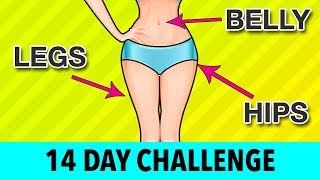 14DAY Legs  Belly  Hips Challenge  Home Exercises [upl. by Onivag]