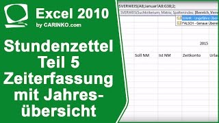 Stundenzettel Zeiterfassung Übersicht in Excel erstellen Teil 5  carinkocom [upl. by Friederike557]