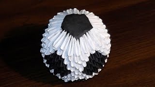 How to make a paper soccer ball football 3D origami tutorial [upl. by Storz673]