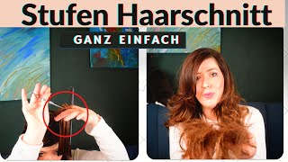 Haare selber schneiden  Stufen Haarschnitt bei langem Haar  Ganz einfach [upl. by Leahcym380]