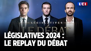 Législatives 2024  le replay du débat entre Gabriel Attal Jordan Bardella et Manuel Bompard [upl. by Kelda]