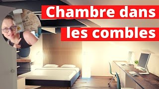 Chambre dans les combles deco et exemple de chambre sous combles basses  projet 3D A ou B [upl. by Lanevuj]