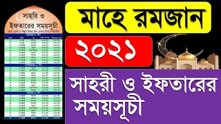 Ramadan Calendar 2021 Bangladesh  Sehri and Iftar time in Dhaka  সেহরী ও ইফতারের সময়সূচী ২০২১ [upl. by Asaph596]