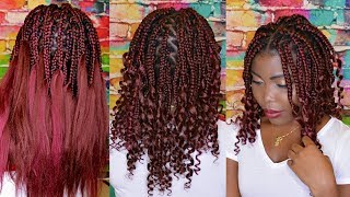 HOW TO DO CURLY END BOX BRAIDS  DIY SHORT GODDESS BOX BRAIDS Vivian Beauty and Style [upl. by Trotta]