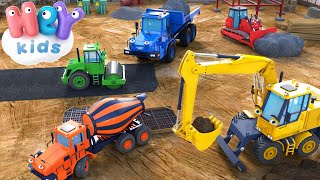 Construction Vehicles Song for Kids 🚛 Excavator Bulldozer amp Other Trucks for children  HeyKids [upl. by Enilemme]