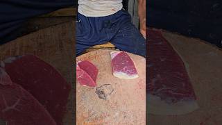 Awesome ox red meat borfi cutting skill by expert butcher in bd [upl. by Anrapa]