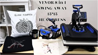 DIY GLAM ITEMS USING VEVOR 8 IN 1 HEAT PRESS SWING AWAY 1515 MACHINE  REVIEW AND DEMO [upl. by Strickman377]