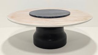 Matteo Fogale Ash Marble Dining Table  With Lazy Susan [upl. by Aisanahta]