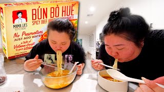 Frozen at Home Bún Bò Huế Mukbang 먹방 Eating Show Trying Mama Las Kitchen Spicy Beef Broth [upl. by Lerner]