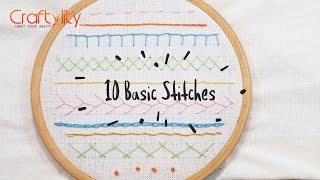 DIY Hand Embroidery Stitches Tutorial for Beginners  Learn 10 Simple Hand Embroidery Stitches Ideas [upl. by Nima247]