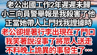 老公出國工作2年遲遲未歸，小三向員警舉報是我殺害了他，正當她帶人上門找我證據時，老公卻提著行李出現在了門口，我笑著說沒事了將眾人送走，不料晚上詭異的事發生了…【倫理】【都市】 [upl. by Chaim]