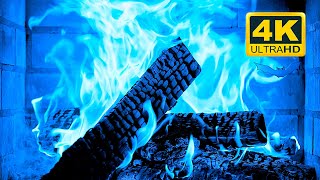 🎃 Halloween Fireplace 4K 🔥 Blue Fireplace with Crackling Fire Sounds Halloween ambience [upl. by Alford990]